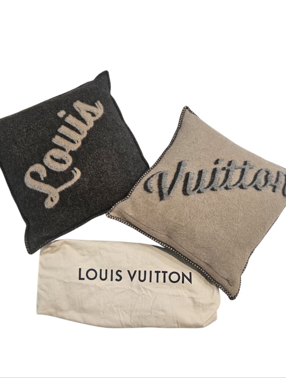 Louis Vuitton Two-Tone Wool-Cashmere Pillows/Cushions – Pair of 2